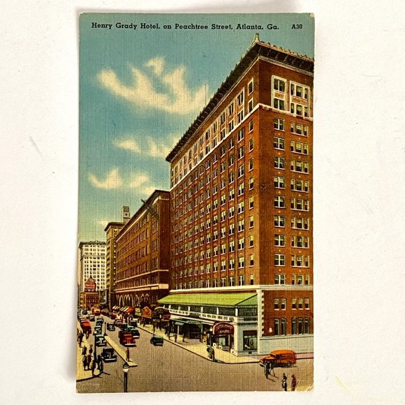 1930-1945 Henry Grady Hotel Atlanta GA Tichnor Bros Linen Postcard - Picture 2 of 5